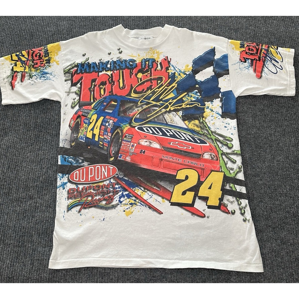 Vintage 90s 1998 Jeff Gordon Aop Make It Tougher Chase‎ Authentics White Large